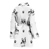 Cute French Bulldog Paw Pattern Women'S Bathrobe