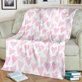 Watercolor Pink Heart Pattern Premium Blanket