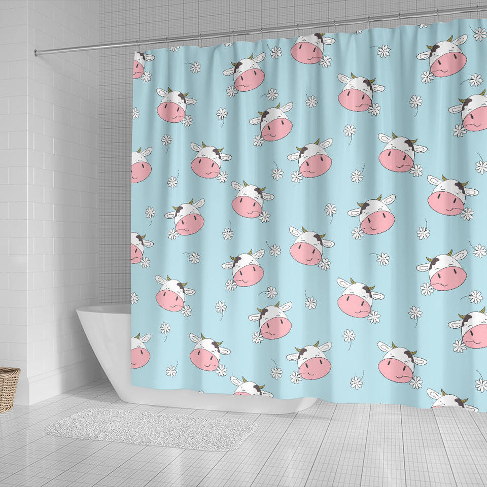Cute Cow Flower Pattern Shower Curtain Fulfilled In US