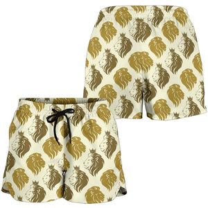 Lion Pattern Print Design 02 Women Shorts