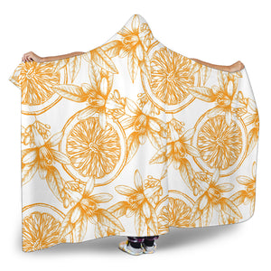 Hand Drawn Orange Fruit Pattern Hooded Blanket
