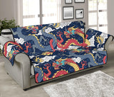 Blue red dragon cloud pattern Sofa Cover Protector