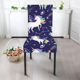Hand Drawn Cute Unicorn Star Planet Dining Chair Slipcover