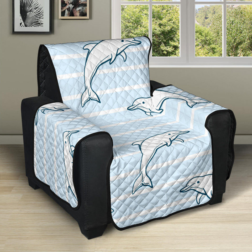 Dolphin blue striped background Recliner Cover Protector