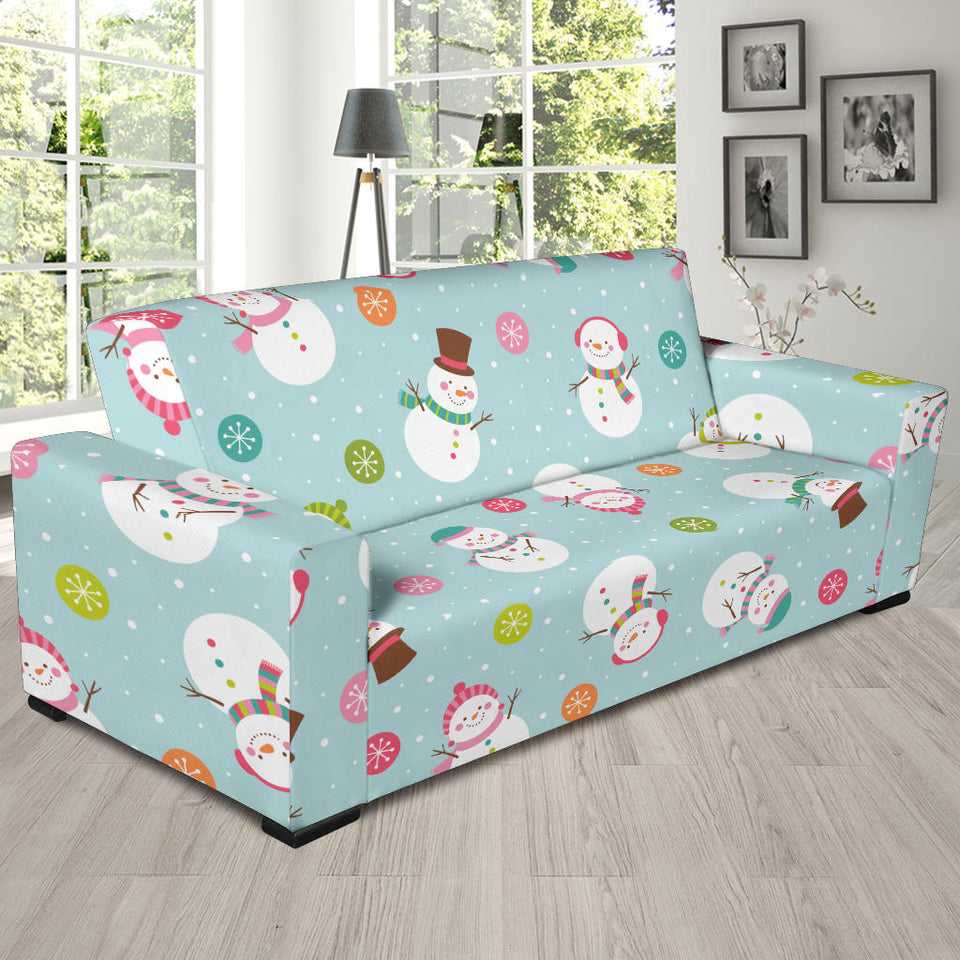 Cute Snowman Snowflake Pattern Sofa Slipcover