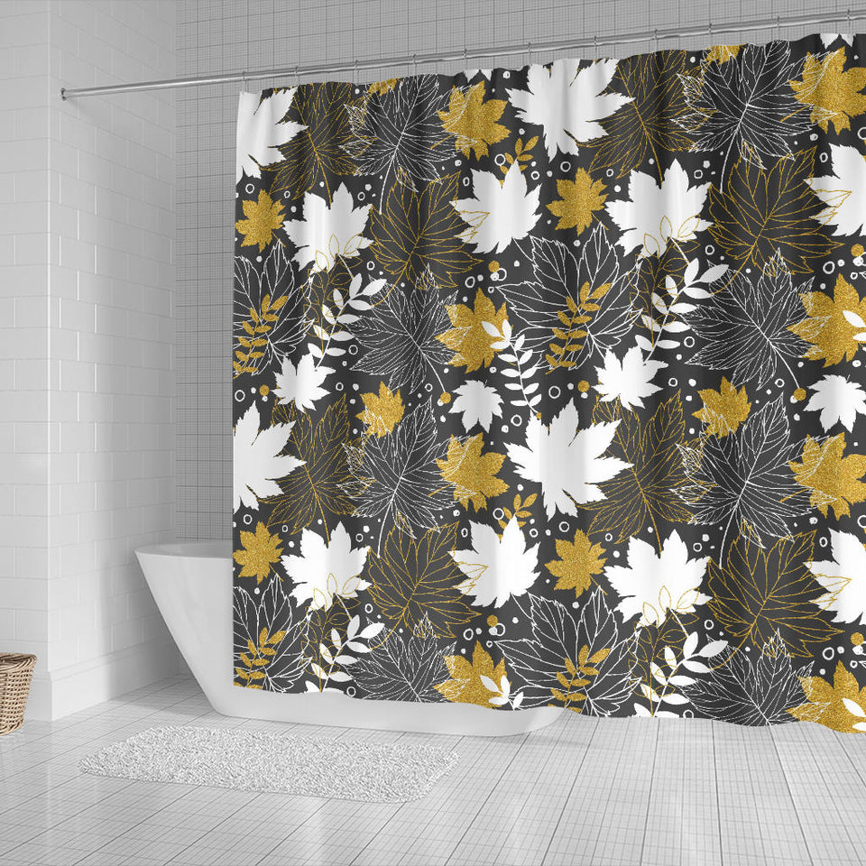 Beautiful Gold Autumn Maple Leaf Pattern Shower Curtain Fulfilled In US