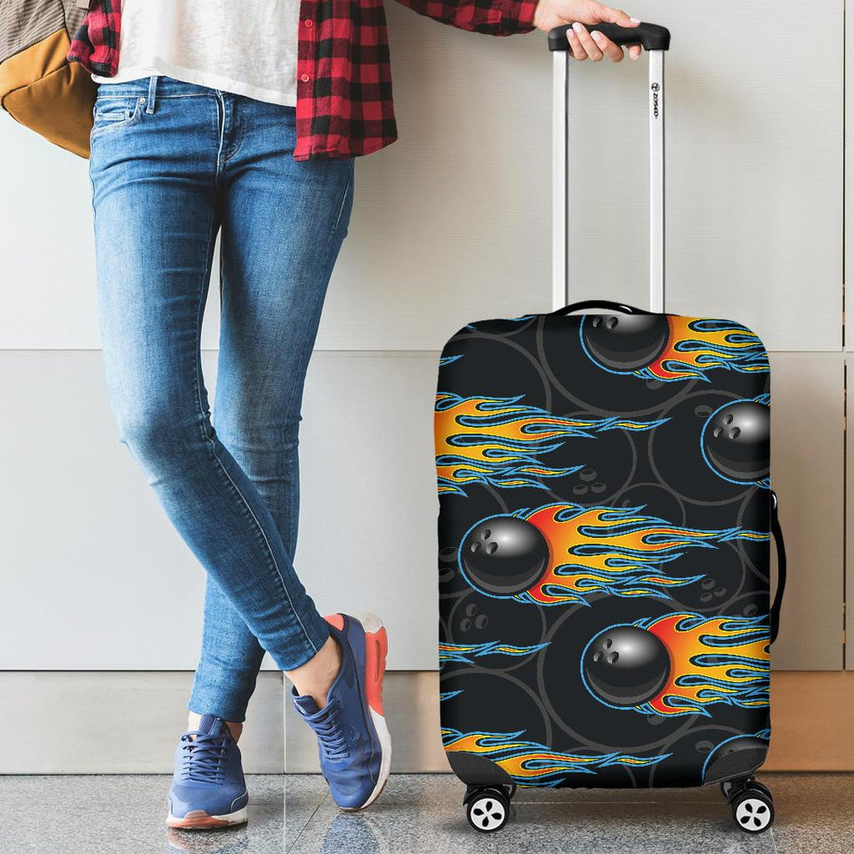 Bowling Balls Flame Pattern Cabin Suitcases Luggages