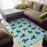 Horses Running Horses Rider Pattern Area Rug