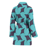 Stingray Pattern Print Design 02 Women's Bathrobe