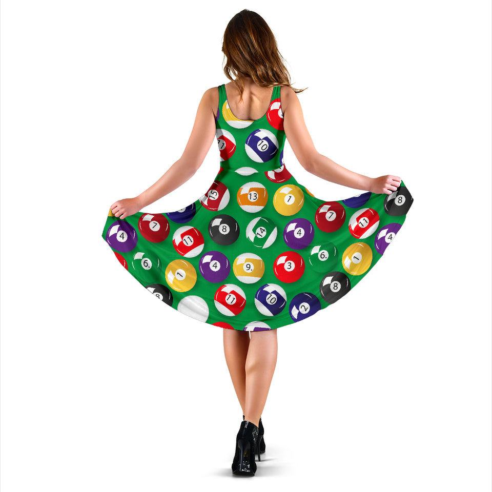 Billiard Ball Pattern Print Design 02 Sleeveless Midi Dress