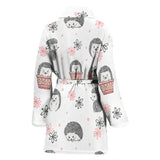 Hedgehog Pattern Print Design 02 Women's Bathrobe