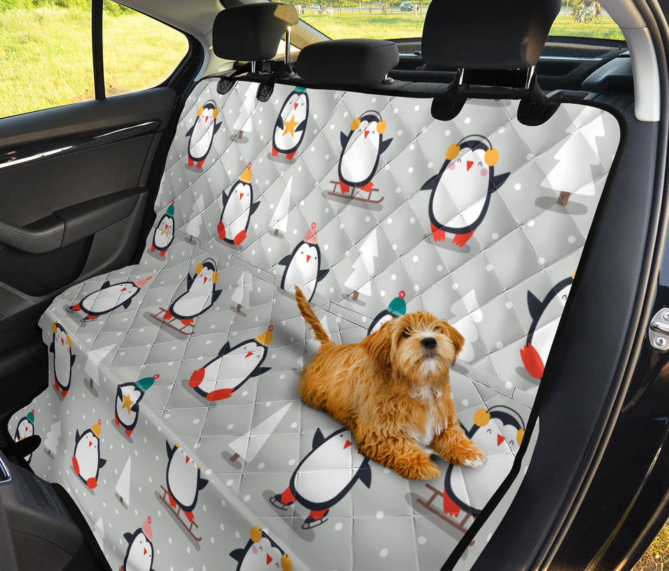 Cute Penguin Christmas Pattern Dog Car Seat Covers