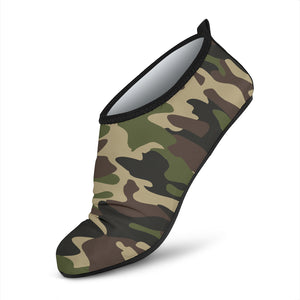 Dark Green Camo Camouflage Pattern Aqua Shoes