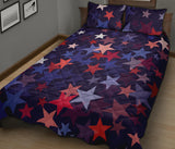 Red blue star pattern Quilt Bed Set