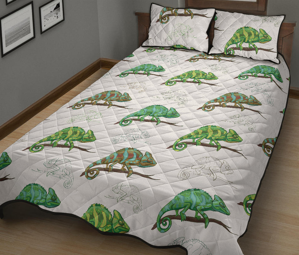 Chameleon lizard pattern Quilt Bed Set