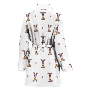 Greyhound Pattern Print Design 05 Women's Bathrobe