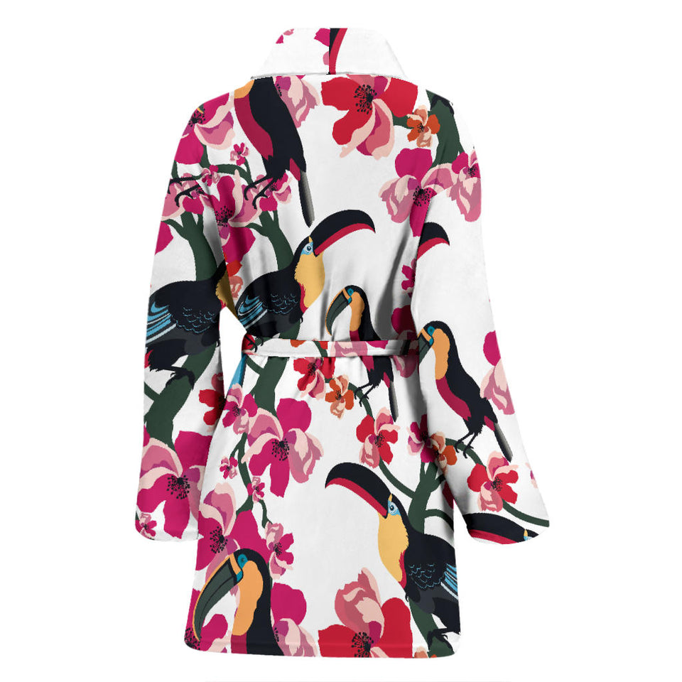 Toucan Flower Design Pattern Women'S Bathrobe