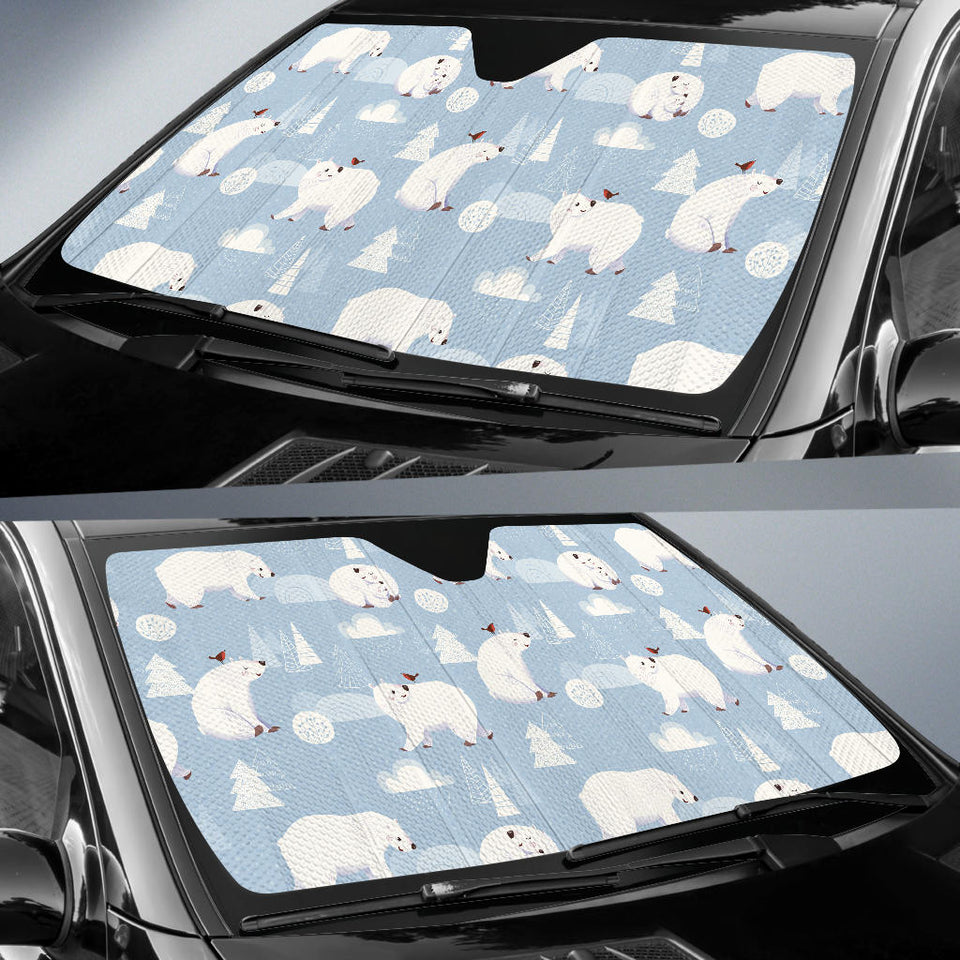 Cute Polar Bears Christmas Decoration Pattern Car Sun Shade