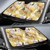 Cool Bee Honeycomb Leaves Pattern Car Sun Shade