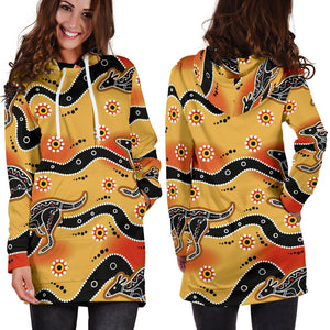 Kangaroo Australian Aboriginal Art Pattern Women'S Hoodie Dress