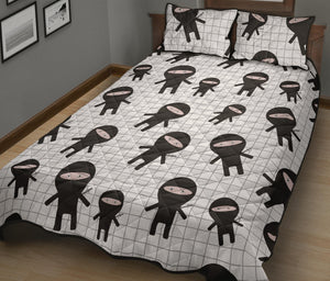 Ninja pattern plaid background Quilt Bed Set