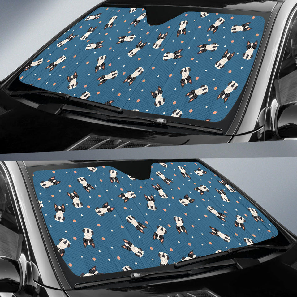 Cute Boston Terrier Dog Spattern Car Sun Shade