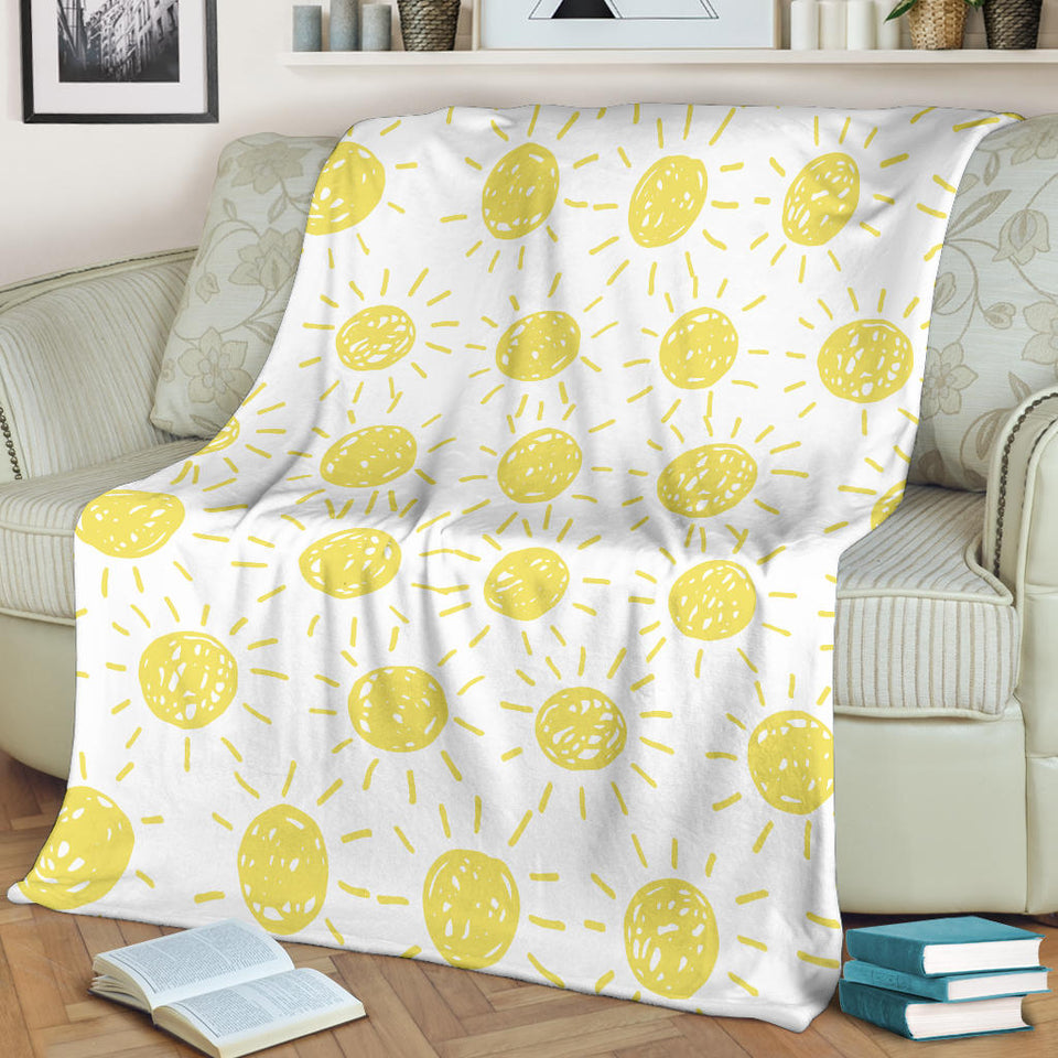 Hand Drawn Sun Pattern Premium Blanket