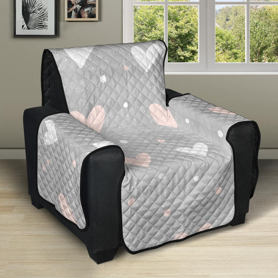 Heart pattern gray background Recliner Cover Protector