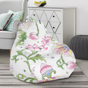 Beautiful Pink Lotus Waterlily Leaves Pattern Bean Bag Cover