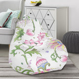 Beautiful Pink Lotus Waterlily Leaves Pattern Bean Bag Cover