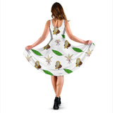 Color Hand Drawn Cocoa Pattern Sleeveless Midi Dress