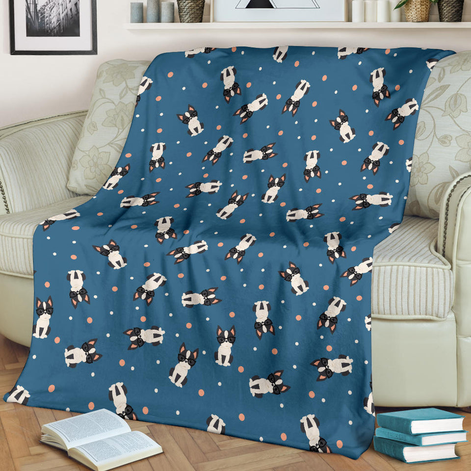 Cute Boston Terrier Dog Spattern Premium Blanket