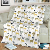 Silhouettes Of Goat And Tree Pattern Premium Blanket