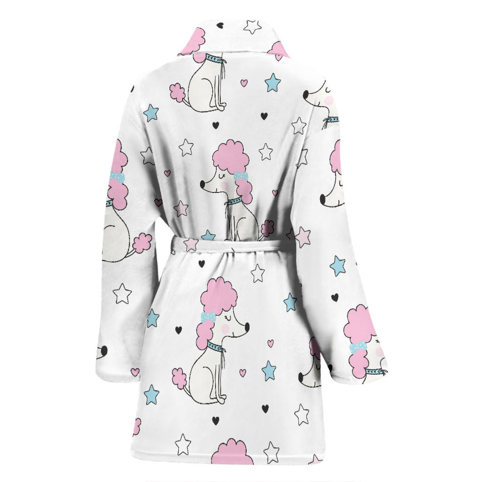 Cute Poodle Dog Star Pattern Women'S Bathrobe