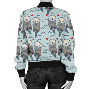 Lovely Sea Otter Pattern Women'S Bomber Jacket