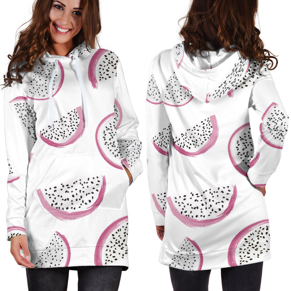 Dragon Fruit Pattern Women'S Hoodie Dress