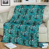 Anchor Nautical Green Background Premium Blanket