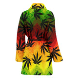Canabis Marijuana Weed Pattern Print Design 03 Women's Bathrobe