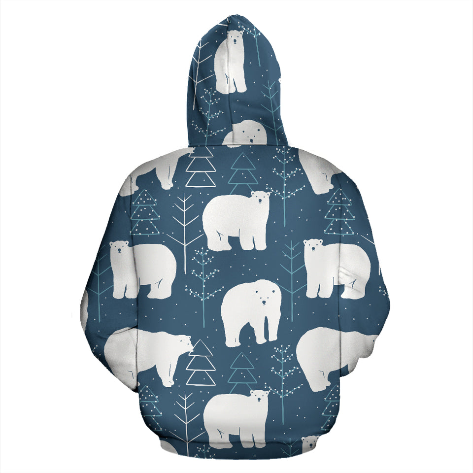 Polar Bear Mother Her Child Pattern Zip Up Hoodie