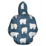 Polar Bear Mother Her Child Pattern Zip Up Hoodie