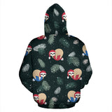 Cute Sloths Sleeping Christmas Ball Santa Hat Pattern Men Women Pullover Hoodie