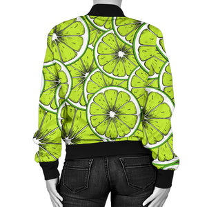Slices Of Lime Design Pattern Women'S Bomber Jacket
