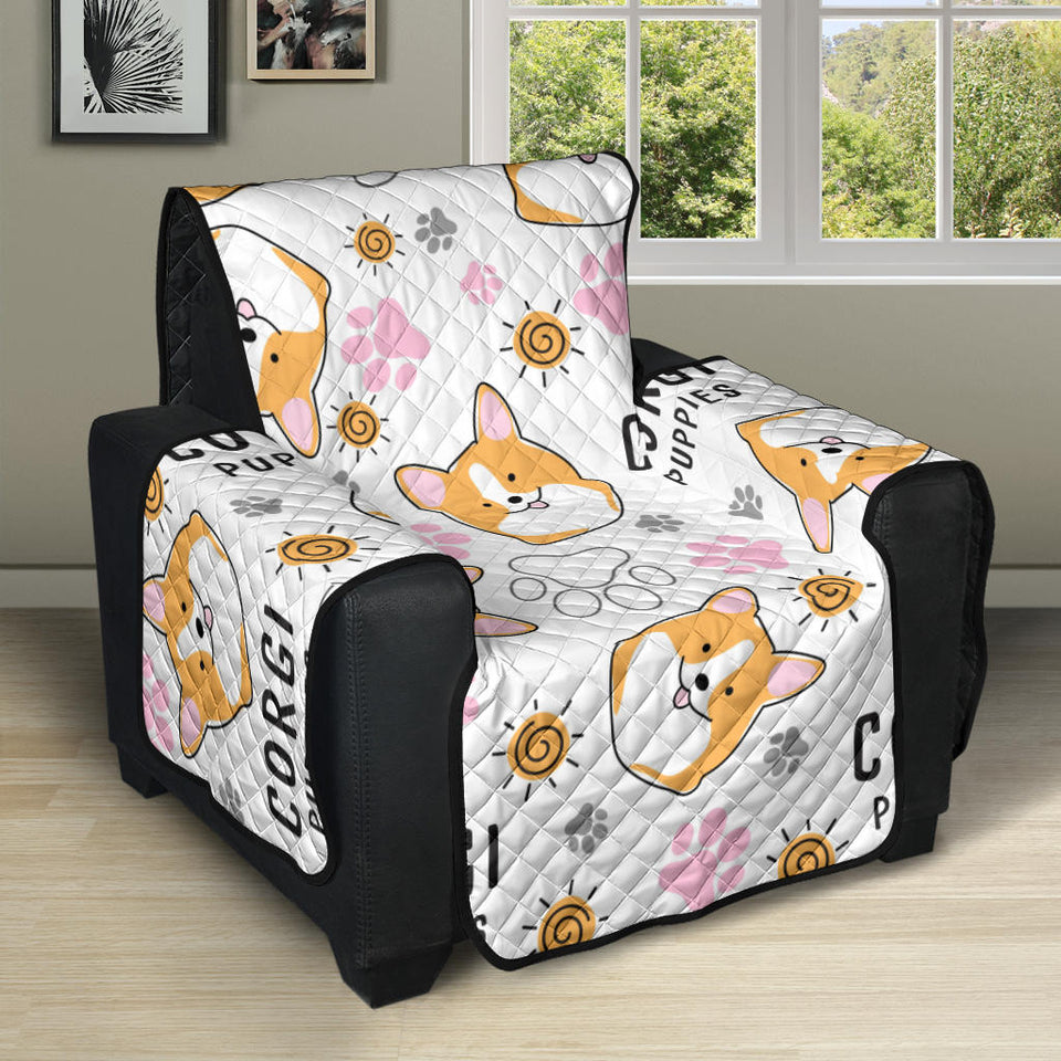 Corgi Dog Pattern Recliner Cover Protector