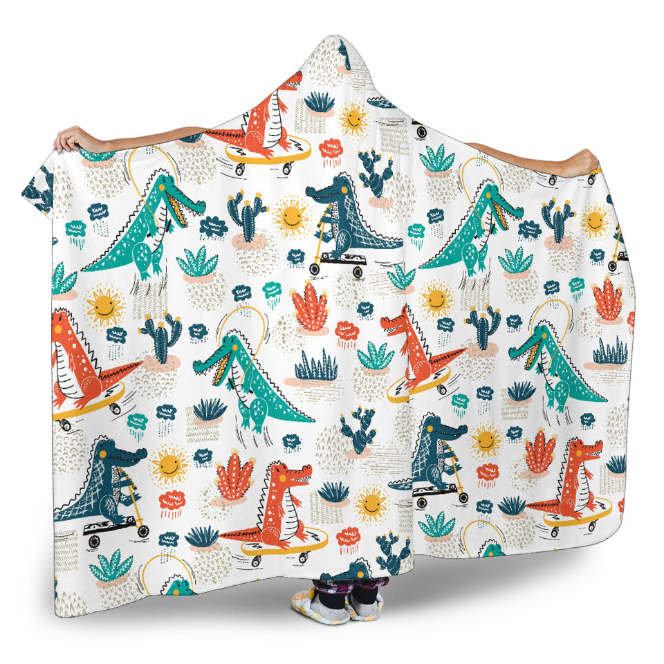 Cute Crocodile Pattern Hooded Blanket