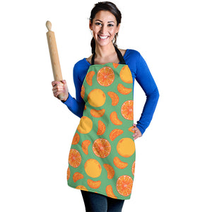 Orange Fruit Pattern Green Background Adjustable Apron