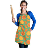 Orange Fruit Pattern Green Background Adjustable Apron