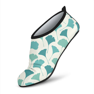 Green Ginkgo Leaves Pattern Aqua Shoes