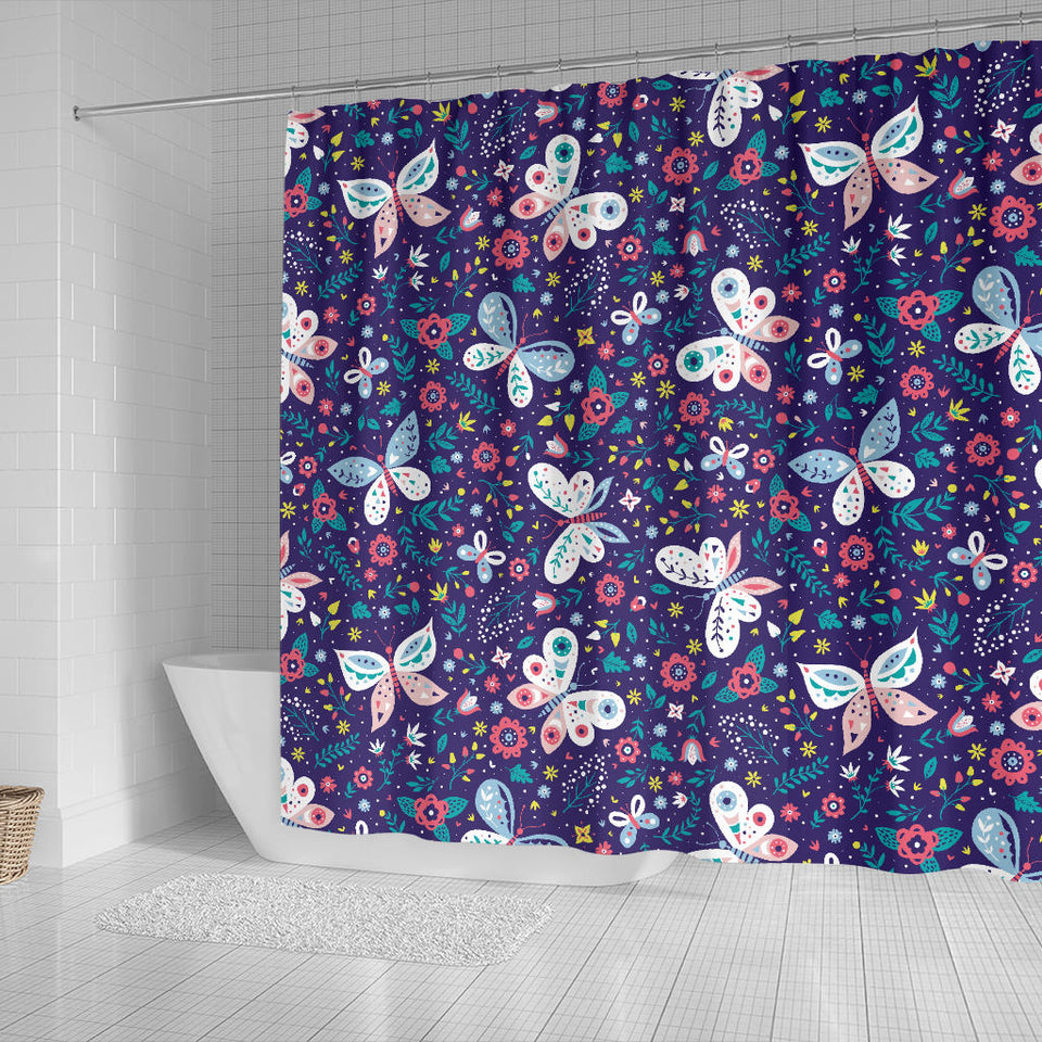 Colorful Butterfly Flower Pattern.Eps Shower Curtain Fulfilled In US
