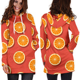 Oranges Pattern Red Background Women'S Hoodie Dress