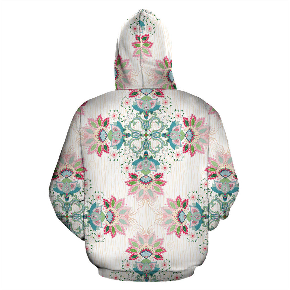 Square Floral Indian Flower Pattern Men Women Pullover Hoodie